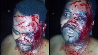 Rapist captured punished and tied to a tree