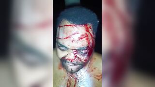 Rapist captured punished and tied to a tree
