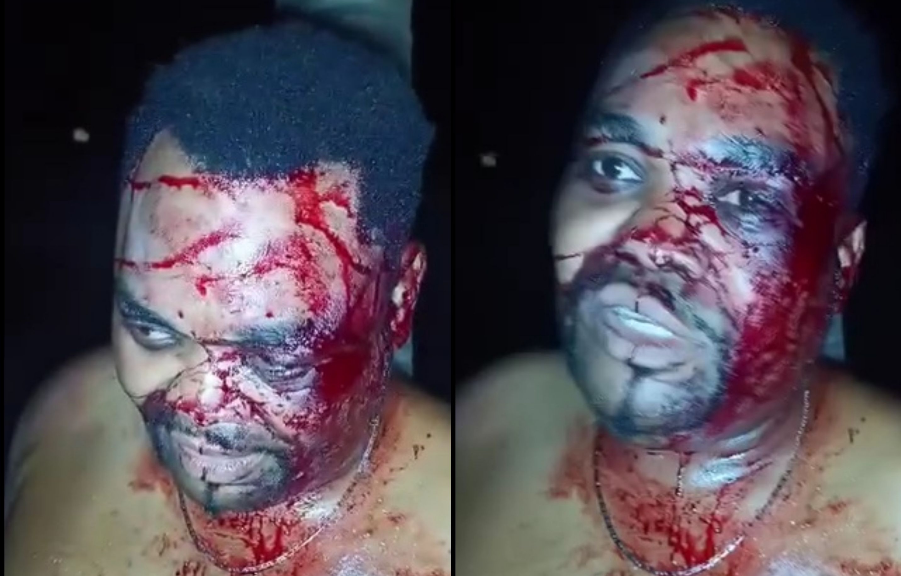Rapist captured punished and tied to a tree