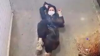 Masked Woman Attacked And Kidnapped By IRGC In Iran
