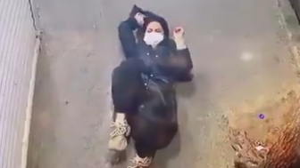 Masked Woman Attacked And Kidnapped By IRGC In Iran