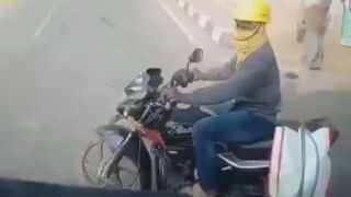 Wreckless Motorcyclist Gets Run Over By Speeding Bus