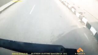 Wreckless Motorcyclist Gets Run Over By Speeding Bus