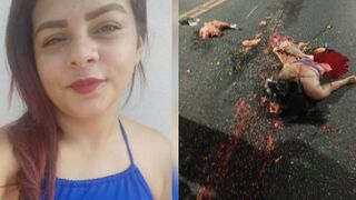 Female Motorcyclist Completely Destroyed By Truck