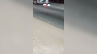 Female Motorcyclist Completely Destroyed By Truck