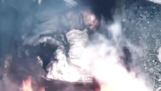 2 Russian soldiers are hit by a Ukrainian drone