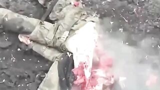 A montage of Russian occupiers, literally a montage