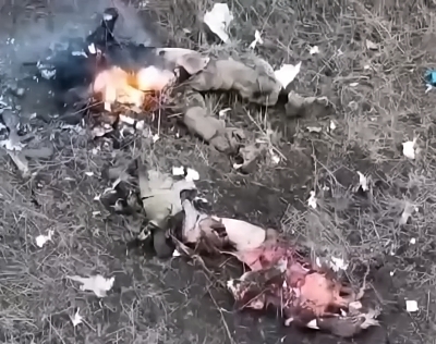 A montage of Russian occupiers, literally a montage
