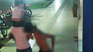 A Mentally Ill Man Brutally Assaulted and Knocked Out a Father who was Carrying His D