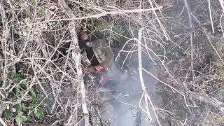 A soldier dies in agony