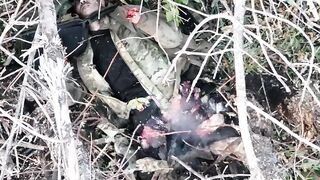 A soldier dies in agony
