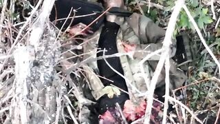 A soldier dies in agony