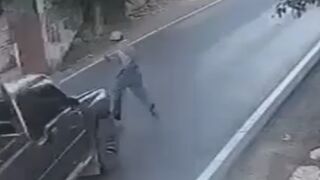 Elderly Idiot Runs In Front Of A Pickup Truck, Gets Crushed