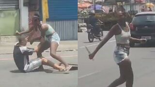 Crazy Bitch Stabs Man In Broad Daylight Following An Argument in Brazil