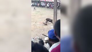 Man Injured By Angry Bull During A Festival