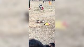 Man Injured By Angry Bull During A Festival
