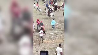 Man Injured By Angry Bull During A Festival