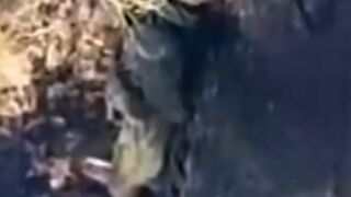 A grenade dropped from a drone landed directly on the head of a RU soldier