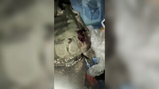Ukrainian junkie with maggots.