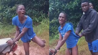 Skinny Thief Stripped, Flogged And Tied To Motorcycle By Angry Locals