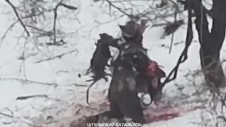 The last moments of a Russian on the battlefield