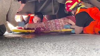 Woman loses leg in road accident