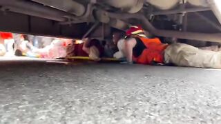 Woman loses leg in road accident