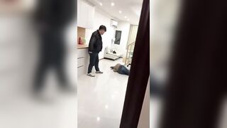 Evil Brut Kicks GF In The Head Accused Her Of Lying