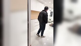 Evil Brut Kicks GF In The Head Accused Her Of Lying