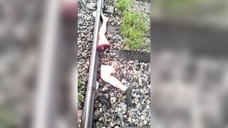 Man Jumped On Tracks And Ripped In Pieces By Train {FULL}