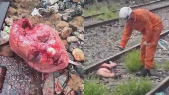 Man Jumped On Tracks And Ripped In Pieces By Train {FULL}