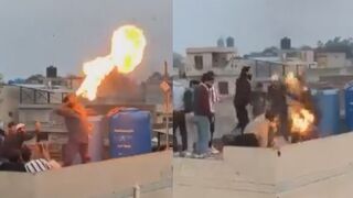 Punjabi Man Catches Fire When A Stunt Goes Wrong {CLEAN}