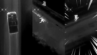 Two russians try to escape after bailing from their burning vehicle.