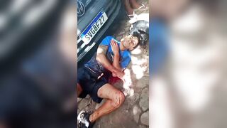 Bad Luck Criminal Vomits After Being Shot And Wounded