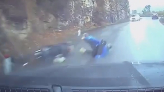 Moped Rider Slips And Gets Run Over By Dashcam Vehicle