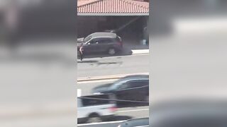Crazy Mexican Woman Runs Into Traffic And Finds Out {Different Angle}