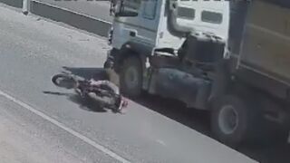 Biker Gets Crushed To Death Under Wheels Of Truck
