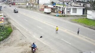 Woman Standing On The Roadside Taken Out By Speeding Car