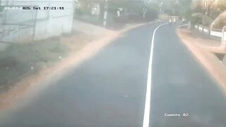 Dashcam Captures Head On Collision Between Bus And A Motorcycle