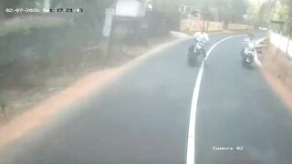 Dashcam Captures Head On Collision Between Bus And A Motorcycle