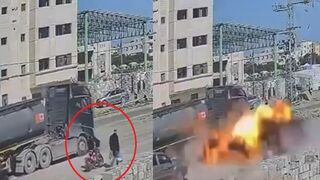 CCTV Captures The Moment an Israeli Drone Strikes Palestinian Civilians In Gaza
