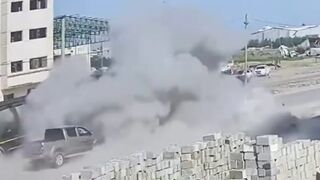 CCTV Captures The Moment an Israeli Drone Strikes Palestinian Civilians In Gaza