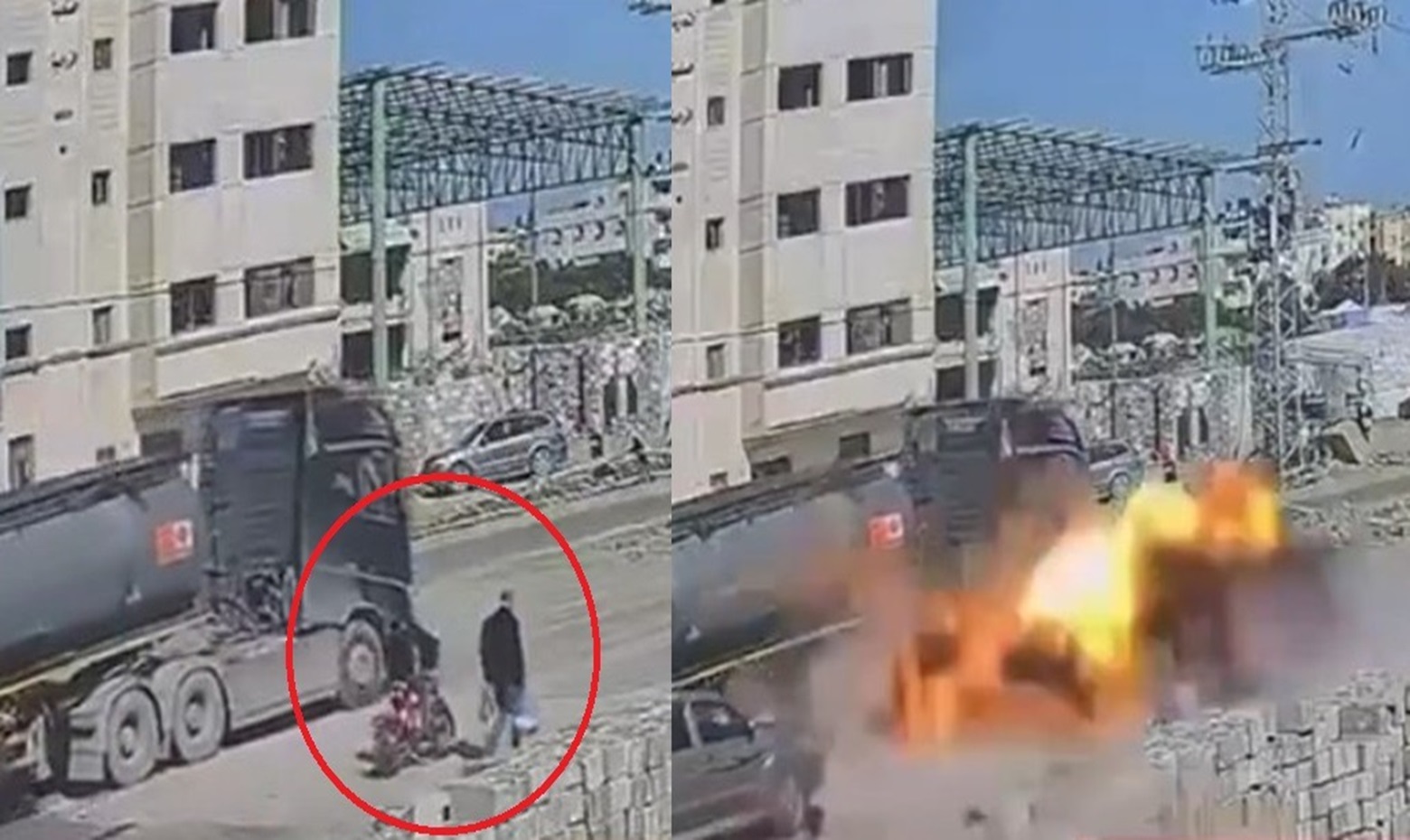 CCTV Captures The Moment an Israeli Drone Strikes Palestinian Civilians In Gaza