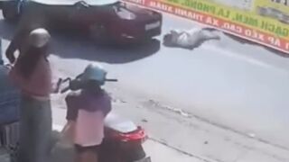 Moped Rider Falls Head First Under The Car, Dies