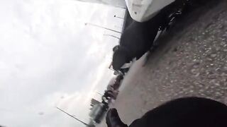 Shocking Moment Motorcyclist Runs Over Another Biker After He's Sent Flying by Toddle