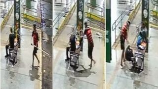 Psycho Attacks Elderly Man With Iron Rod at the Cuiaba Bus Station