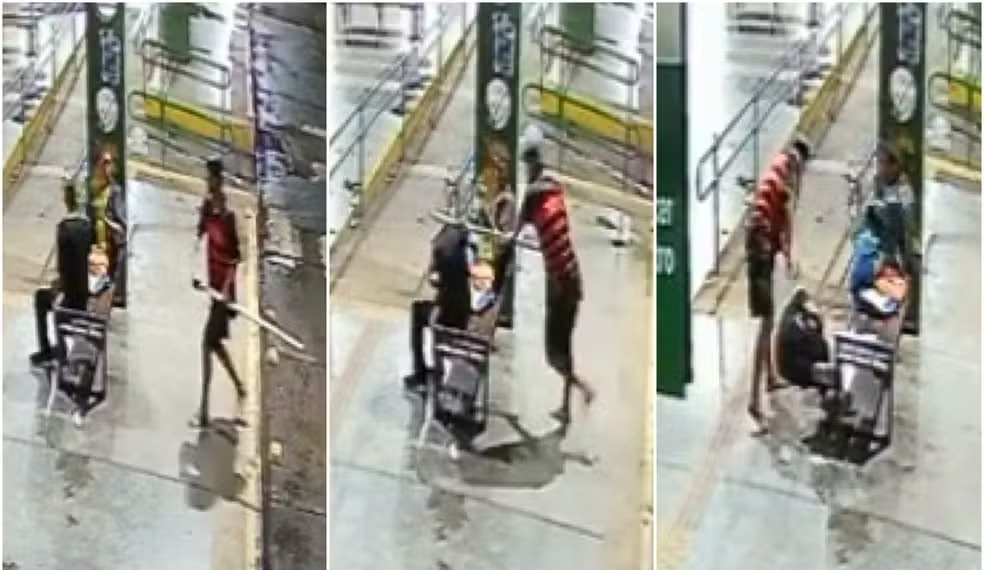 Psycho Attacks Elderly Man With Iron Rod at the Cuiaba Bus Station