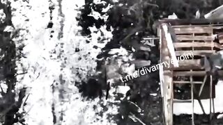 Ukrainian soldier sent flying by a drone.