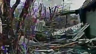 Ukrainian soldier sent flying by a drone.