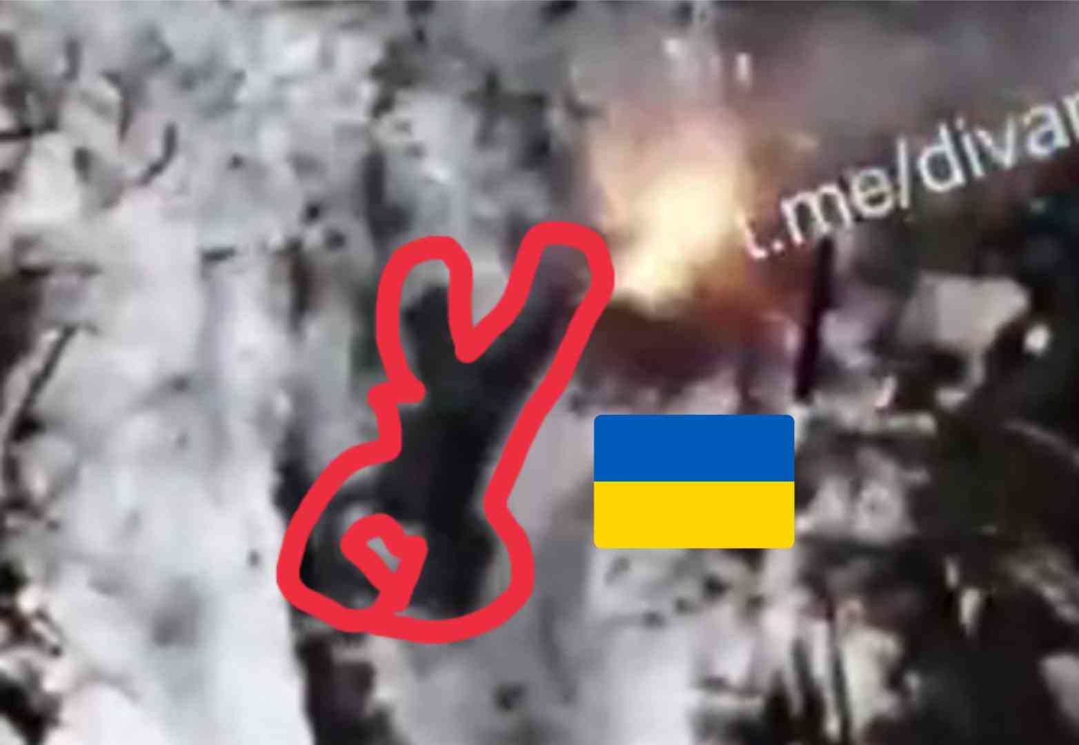 Ukrainian soldier sent flying by a drone.